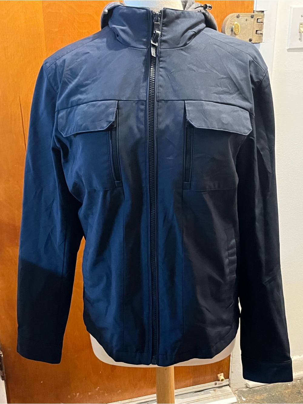 Michael Kors Men's Navy Blue Full Zip Hooded Utility Jacket Casual Field. Size M